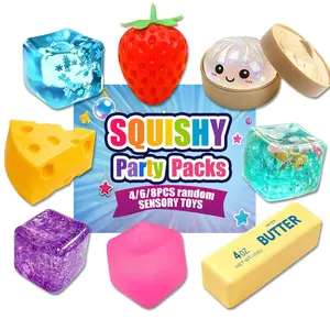 4/6/8 pieces of box maltose decompression fun toy set, sensory combination pack, ice, cheese, strawberry, dumpling squeeze toy, creative slow rebound soft toy, children's party gift, a variety of different styles. Compression toy.