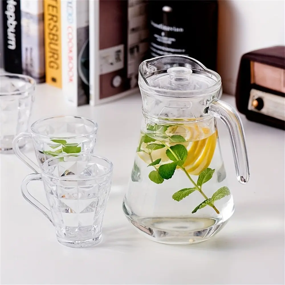 Transparent Cold Water Kettle with Lid, Large Cup for Beverages, Ideal for Iced Drinks, Summer Refreshment, Non-Lead Crystal Glass