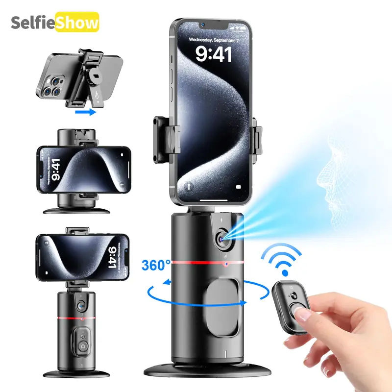 Phone Gimbal Stabilizer, 360° Rotatable Phone Live Broadcast Bracket with Wireless Remote Control, Rechargeable Adjustable Phone Desktop Stand for Phone Shooting, Phone Photography Accessories, Selfie Accessory, Selfie Stand