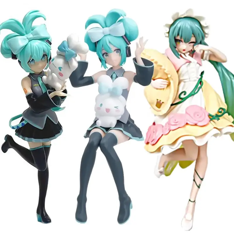 Anime Hatsune Miku X Cinnamoroll Figure Fairy Mirror Sleeping Beauty Figures Car Ornaments PVC Model Toy Birthday Gifts In Stock
