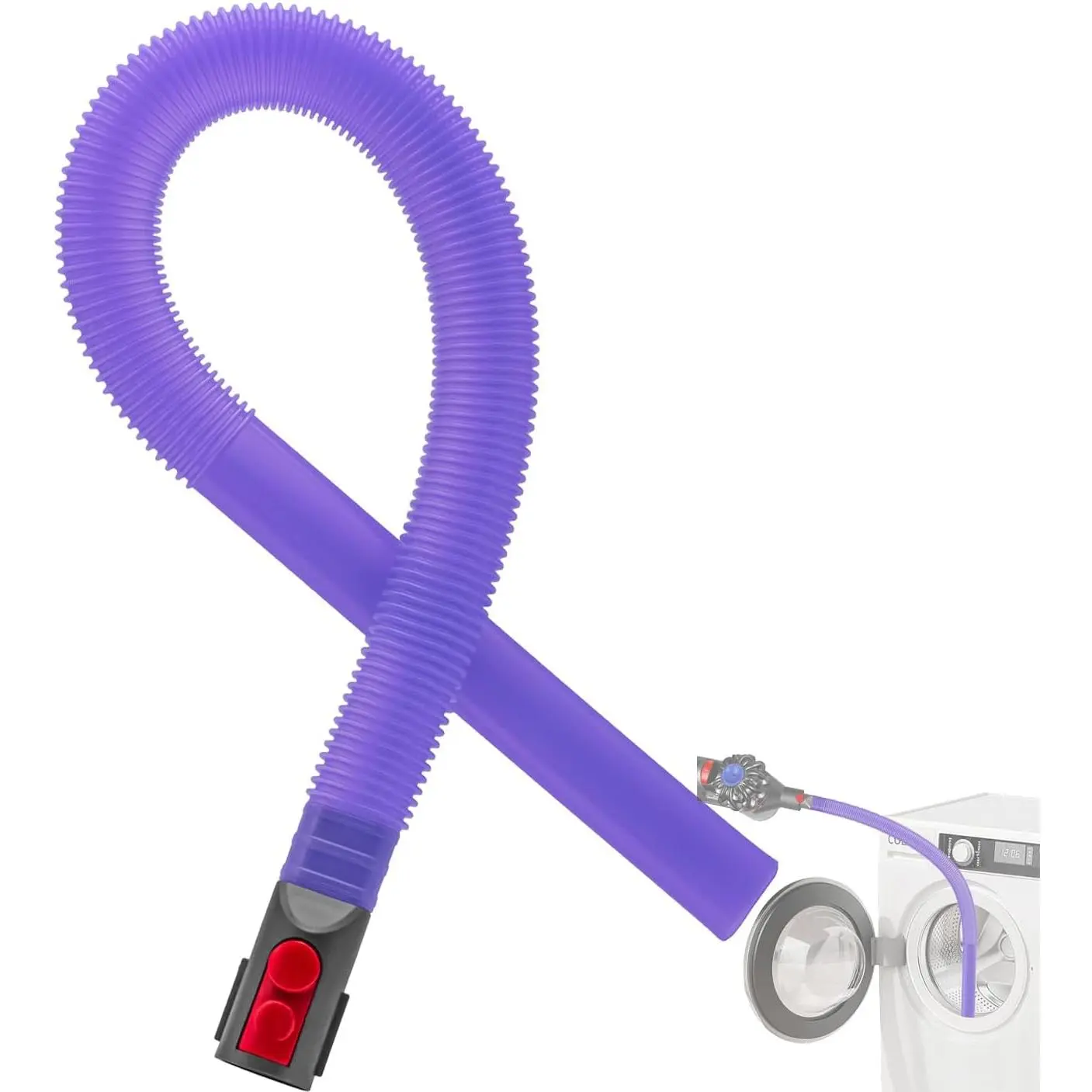 Dryer Vent Cleaner Kit for Dyson V15, V15s, V12, V11, V10, V8, Gen5 Vacuums - 34 inches Quick-Connect Synthetic Hose Attachment, No Adapter Needed, 34in Flexible Crevice Tool, 12-Month Fire Prevention, Tight Space Fit