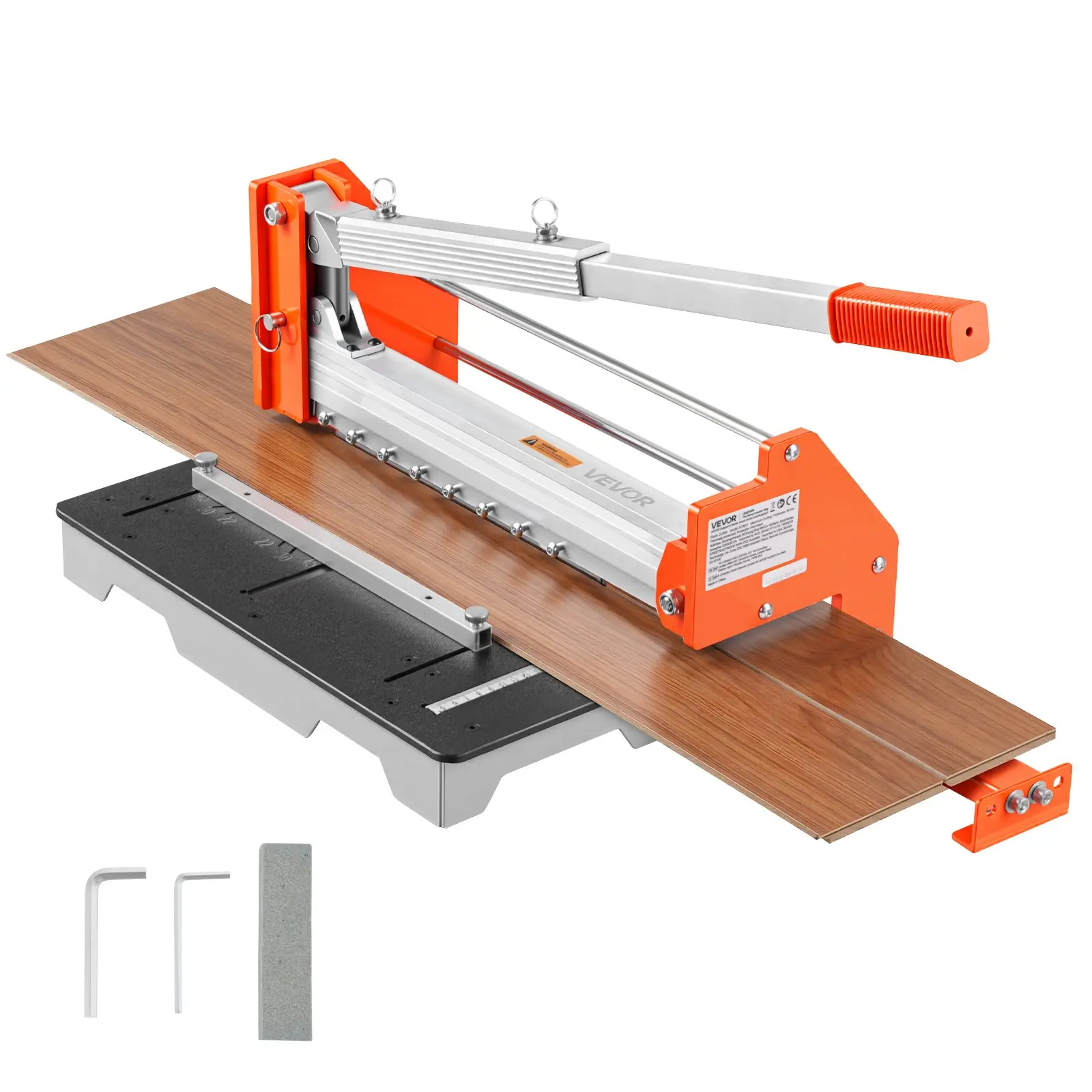 VEVOR 12-in Vinyl Floor Cutter, 16mm Thick Laminate Flooring Cutter with Upgraded Labor-Saving Aluminum-Alloy Lever, Telescoping Support Plate for Cutting Engineered Wood, LVT, VCT, SPC, LVP, WPC, Upgraded Lever, Labor-Saving Lever
