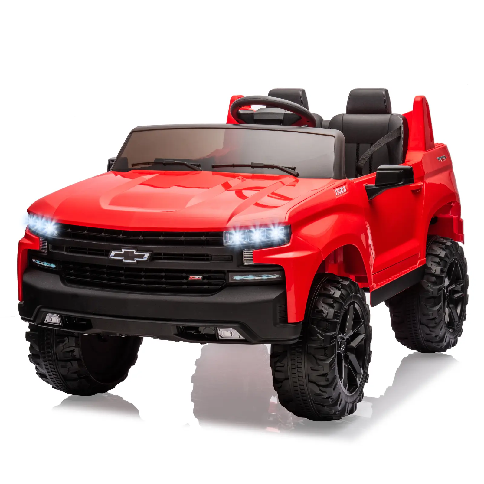 Officially Licensed 24V Chevrolet Silverado 2-Seater Ride On Truck for Kids, Battery Powered Electric Vehicle with 2.4G Parent Remote Control, 4-Wheel Spring Suspension, Bluetooth Music, LED Lights, 3 Speeds, Outdoor Toy Car Gift (106 Lbs)