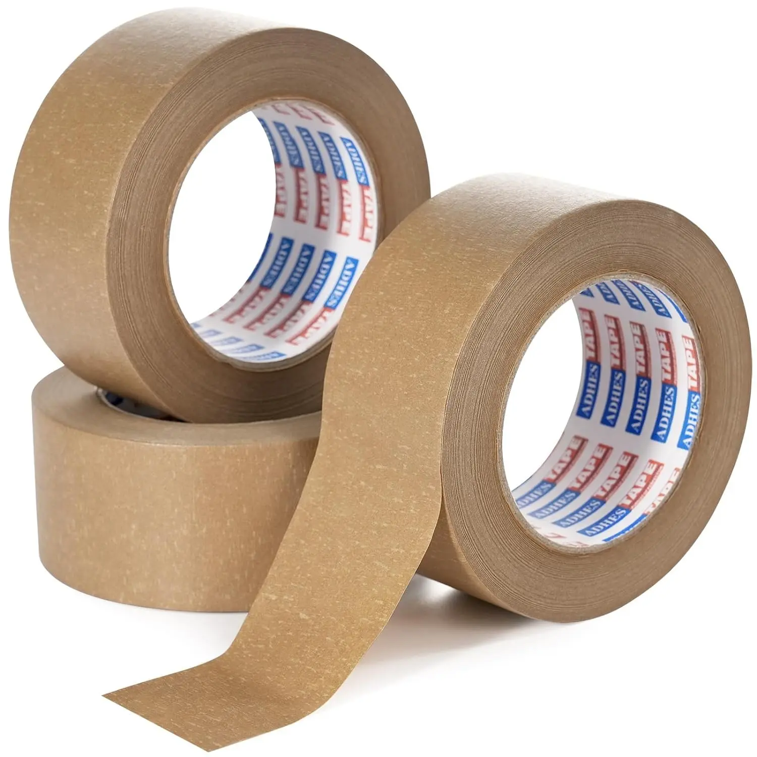 Biodegradable Kraft Paper Tape, 2 inch x 55 Yards 3 Rolls Eco Friendly & Writable & Uncoated Paper Packing Tape Brown Packing Tape for Masking, Sealing, and Packaging Use