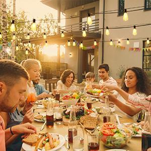 【SUMNEW-STORE】Outdoor String Lights, 25-200FT Patio Lights with 10-100 ST38 LED Edison Bulbs, Waterproof Connectable String Lights for Outside, Dimmable Hanging Light for Backyard Porch Decor, Black