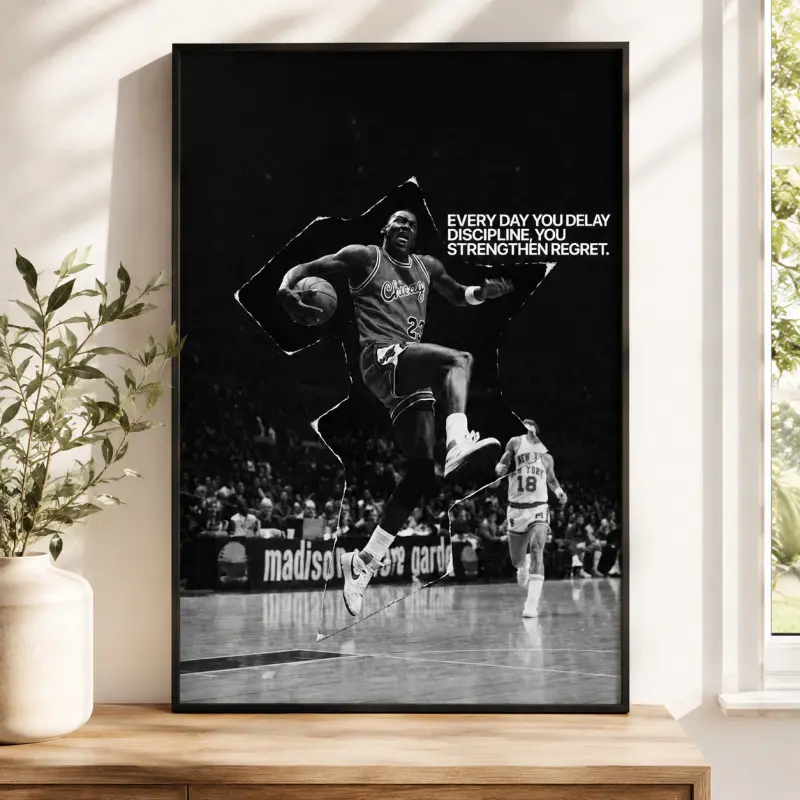 Michael Jordan Discipline Quote Poster, Motivational Basketball Wall Art, Black And White Sports Print, Gym Room Decor, Basketball Motivation Art, Office Bedroom Decor, Basketball Fan Gift For Athlete