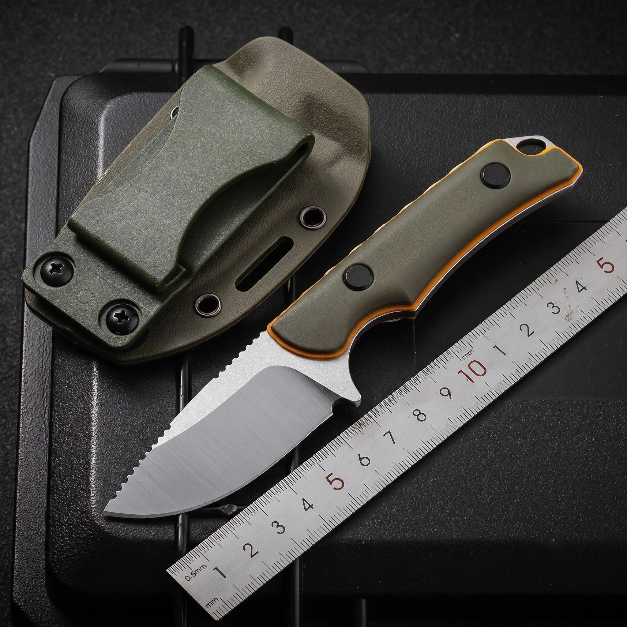 High Carbon Stainless Steel Fixed Blade Knife 15017 with Wood Handle, Lightweight Everyday Carry Tool for Adults, Camping & Hiking, Includes Leather Sheath, Edc Utility Knives