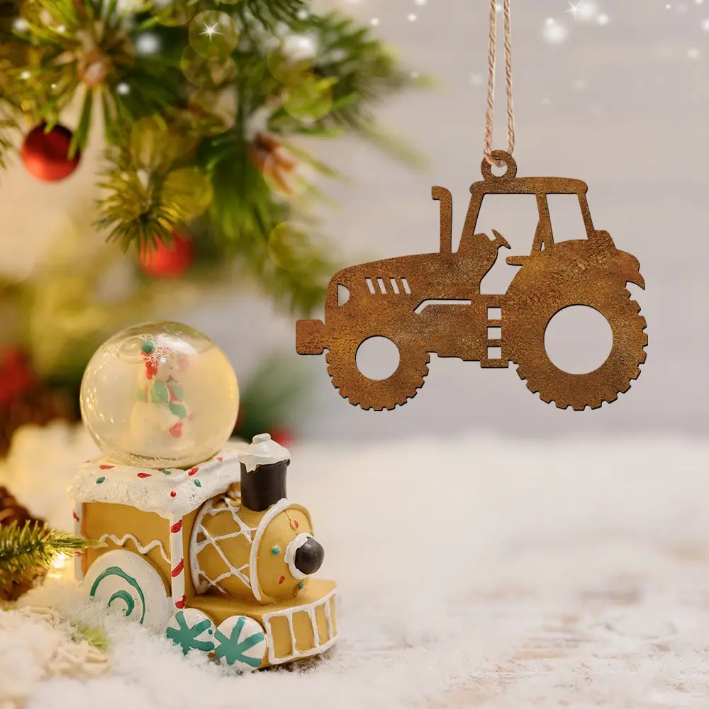 Vintage Tractor Silhouette Metal Christmas Decoration, Farmhouse Wall Art, Durable Metal Sculpture, Rustic Farm Decor, Collectible Ornament, Gift, No Hanging Rope Included