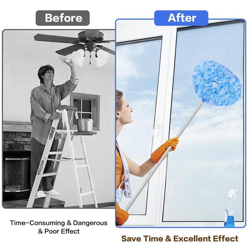 Feather Dust Wall Ceiling Fan Duster with Extension Pole – Microfiber Washable Cleaner for High Ceilings & Fan Blades, Dust Removal Brush, High Ceiling Cleaning, Household Cleaning Tool, Ready for Summer