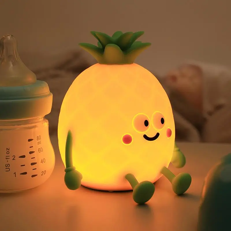 Pineapple Shaped Night Light, USB Rechargeable RGB Color Changing Novelty Light, Decorative Light for Bedroom, Living Room, Home Decor
