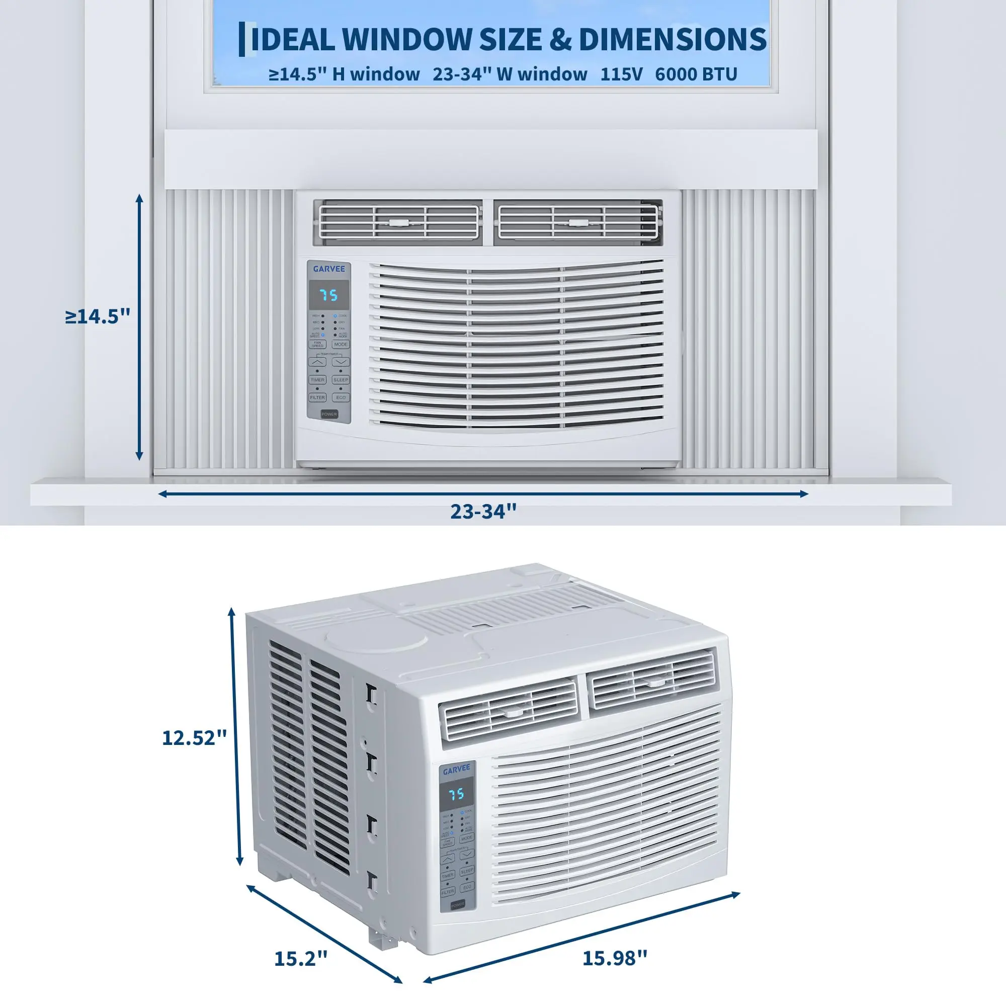 6000 BTU only for cooling-No WIFI-with telecontrol-White