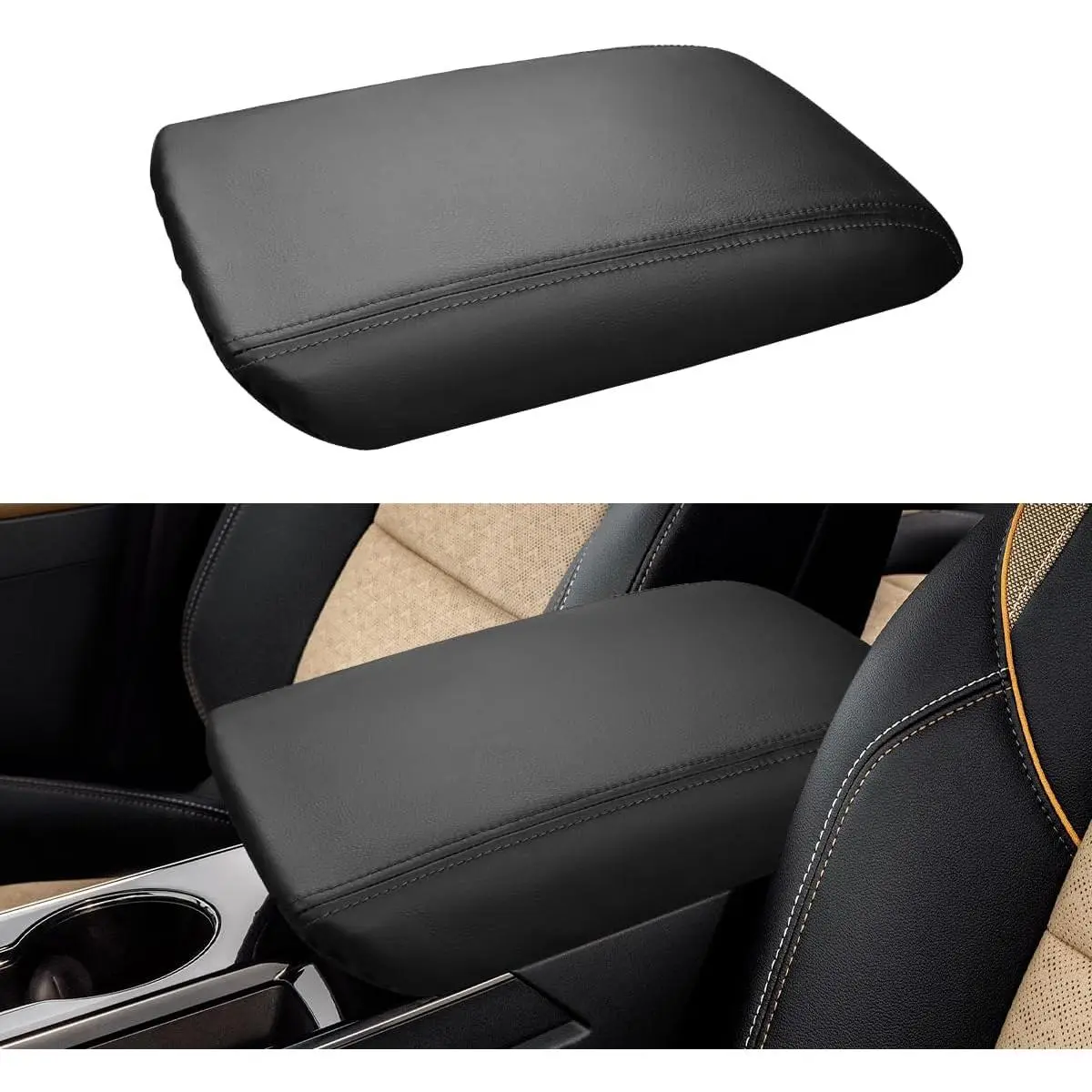 INTGET Center Console Armrest Cover for 2025 2026 Chevy Equinox Accessories Black Leather Middle Armrest Lid Protector Arm Rest Box Cover for 2025 2026 Equinox Accessories LT/Activ/RS