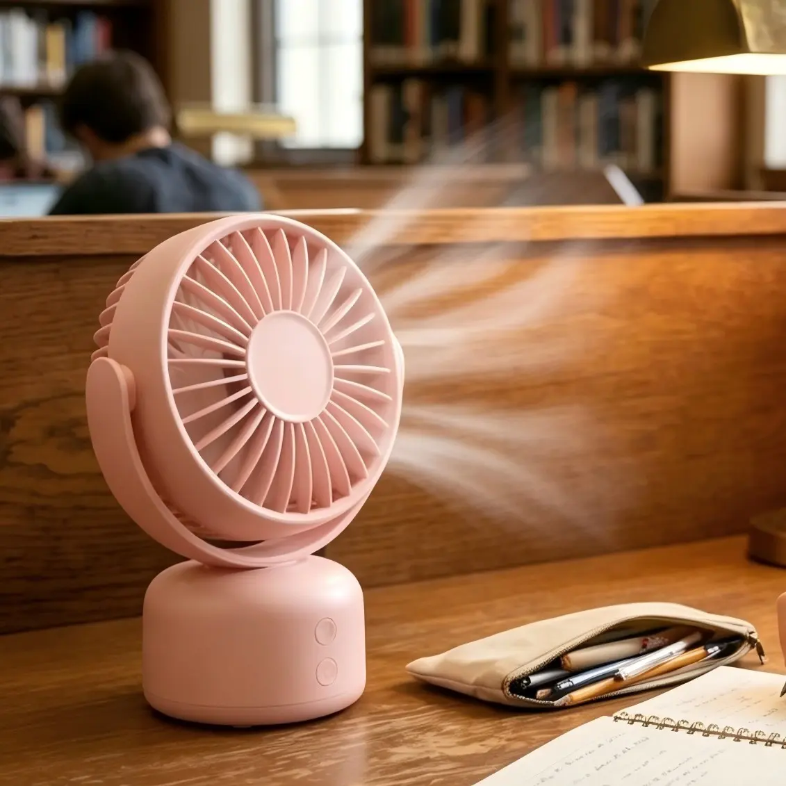 Rechargeable Desktop Oscillating Fan, 3 Speeds, 90° Auto Oscillation, 120° Manual Tilt, Quiet Portable Mini Desk Fan, Home Office Bedroom Use, Daily Gift