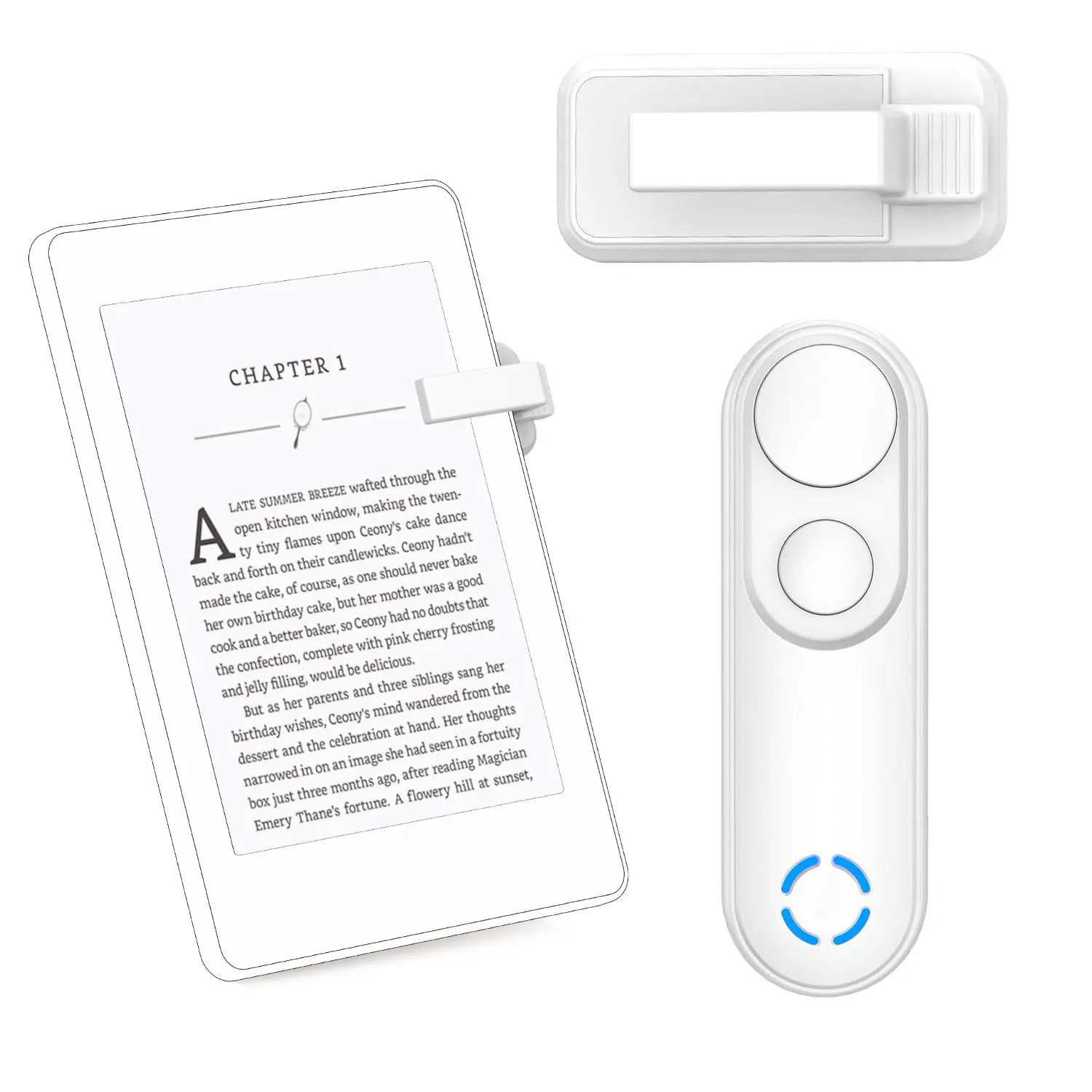 Remote-Control Page Turner for Kindle Paperwhite, Oasis and Kobo, Rechargeable Wireless Remote Clicker Accessories for Kindle, iPhone, iPad and Android Tablets