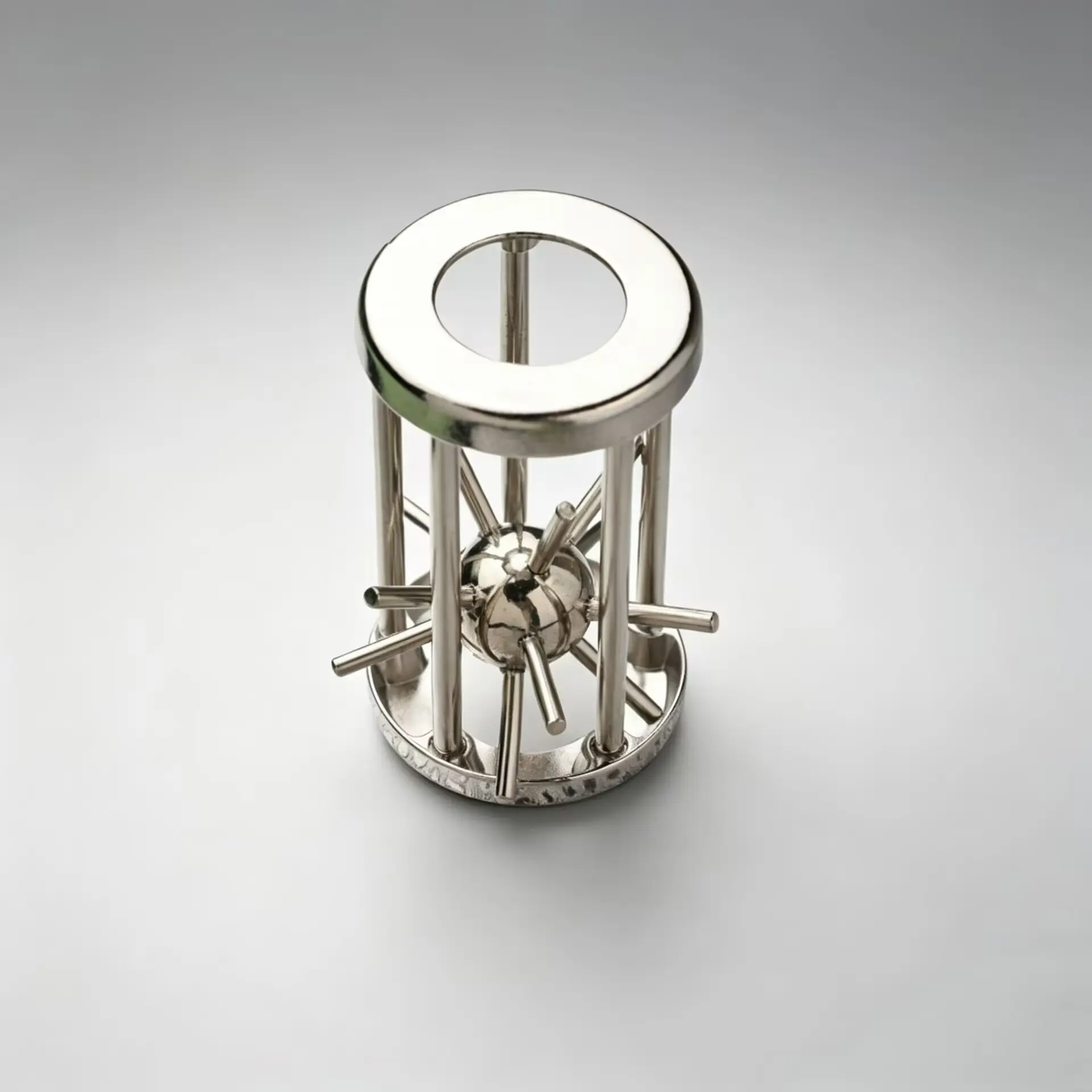 Zinc Alloy Classic Cage and Ball 3D Metal Interlocking Puzzle Toy, Educational Focus Training and Stress Relief, Pocket Size Iq Challenge, Metal Brain Teaser Puzzles