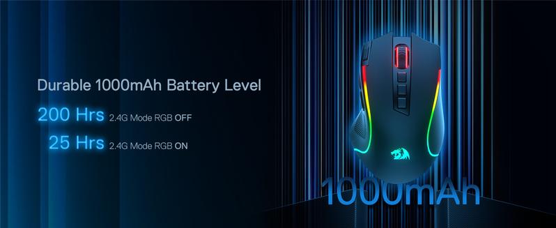 Redragon M612 PRO RGB Gaming Mouse, 8000 DPI Wired/Wireless Optical Gamer Mouse with 9 Programmable Buttons & 7 Backlit Modes, BT & 2.4G Wireless, Software Supports DIY Keybinds Rapid Fire Button