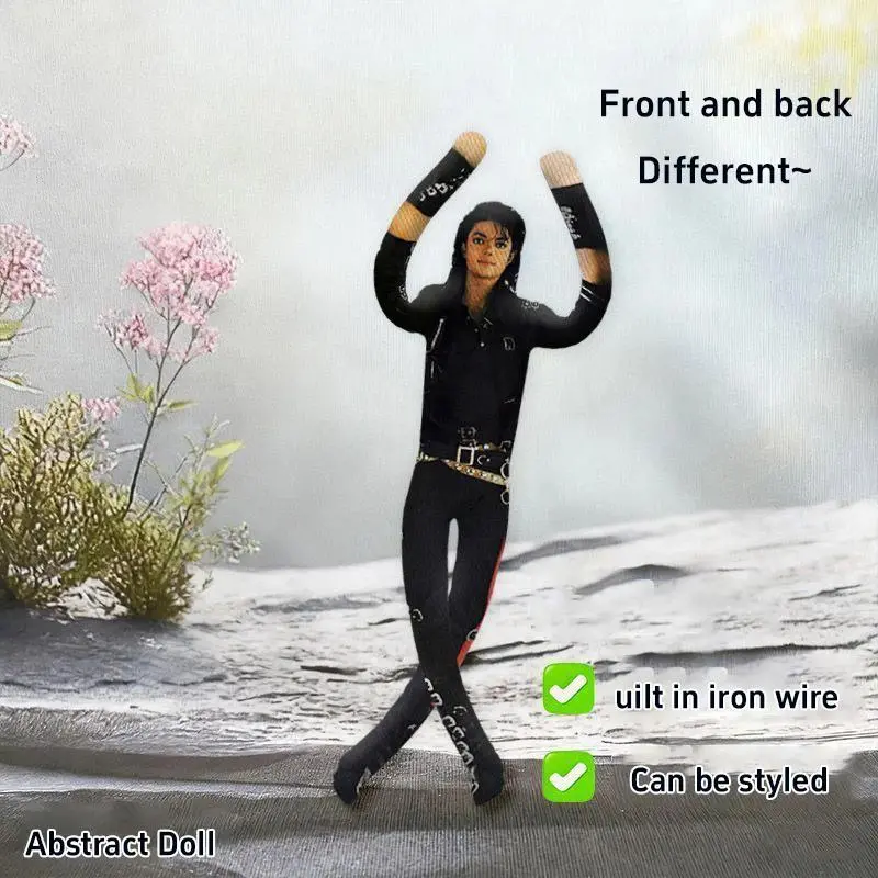 Michael Jackson Doll - MJ Doll, Unisex Wire-Frame Poseable Plush Character Figure with Movable Joints, Collectors' Abstract Stuffed Toy Gift for Home Decor, Poseable Figure