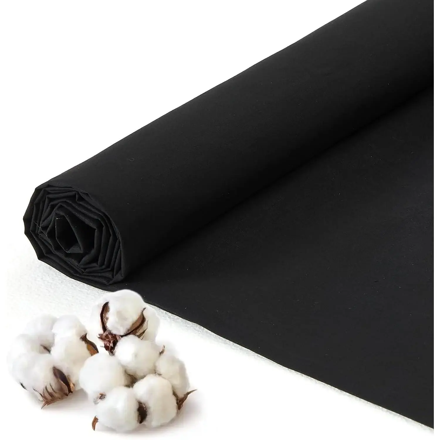 100% Cotton Broadcloth Muslin Fabric by The Yard, 60'' Wide x 2 Yards, Medium Weight for DIY Sewing, Apparel, Quilting, Embroidery, Garments (Black)Gift