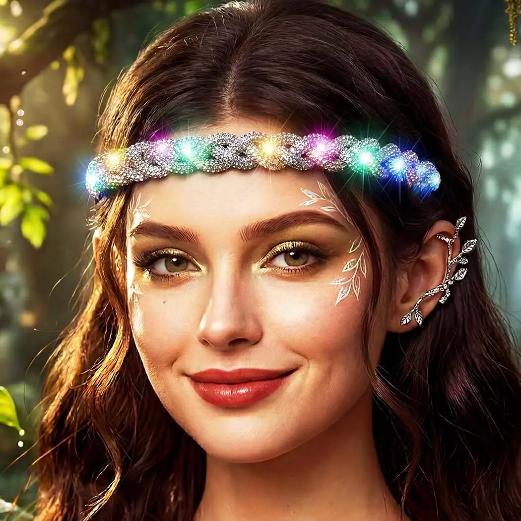 Light Up Headband  Rhinestone LED headpieces  Glow Hair Accessories for Women