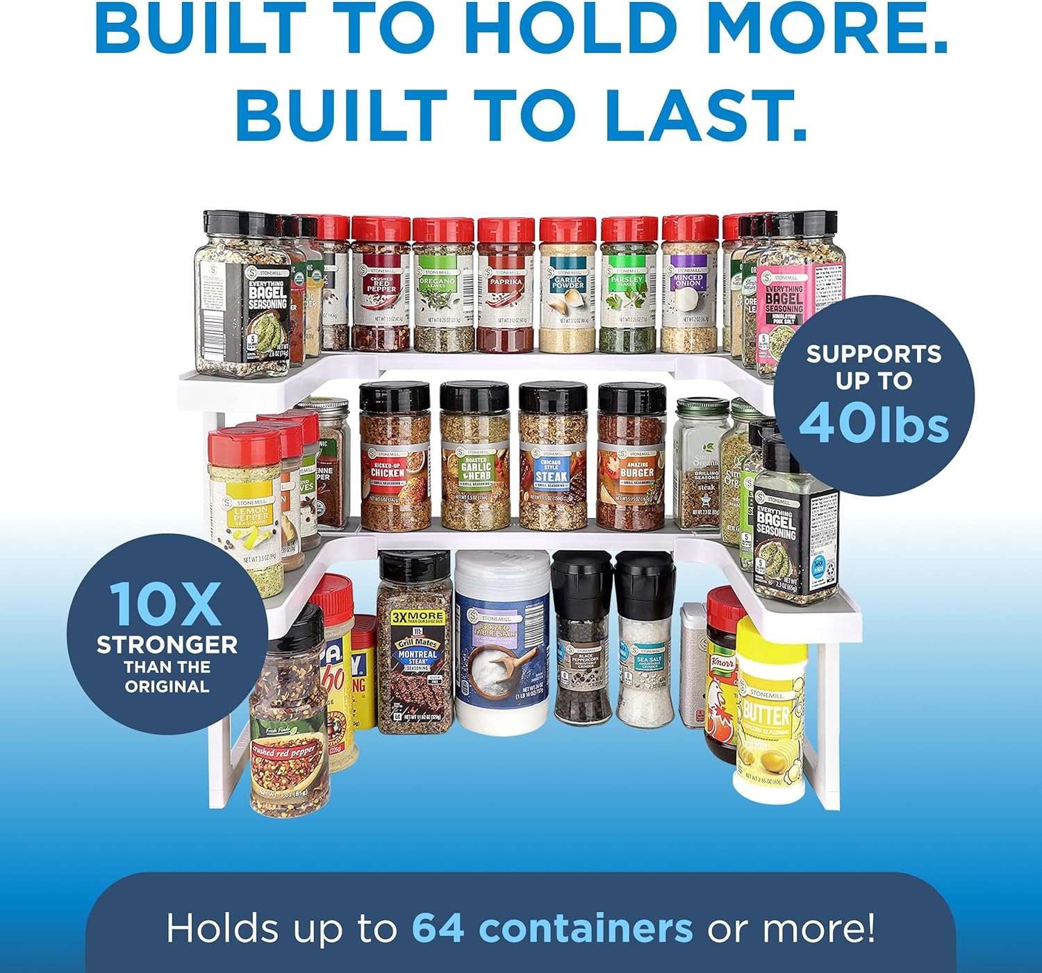 3.0 - Expandable 2 Tiered  Rack Organizer for Cabinet & Pantry - Kitchen Seasoning Organizer - Cabinet  Racks for Inside Cabinets ( ) -  Organization