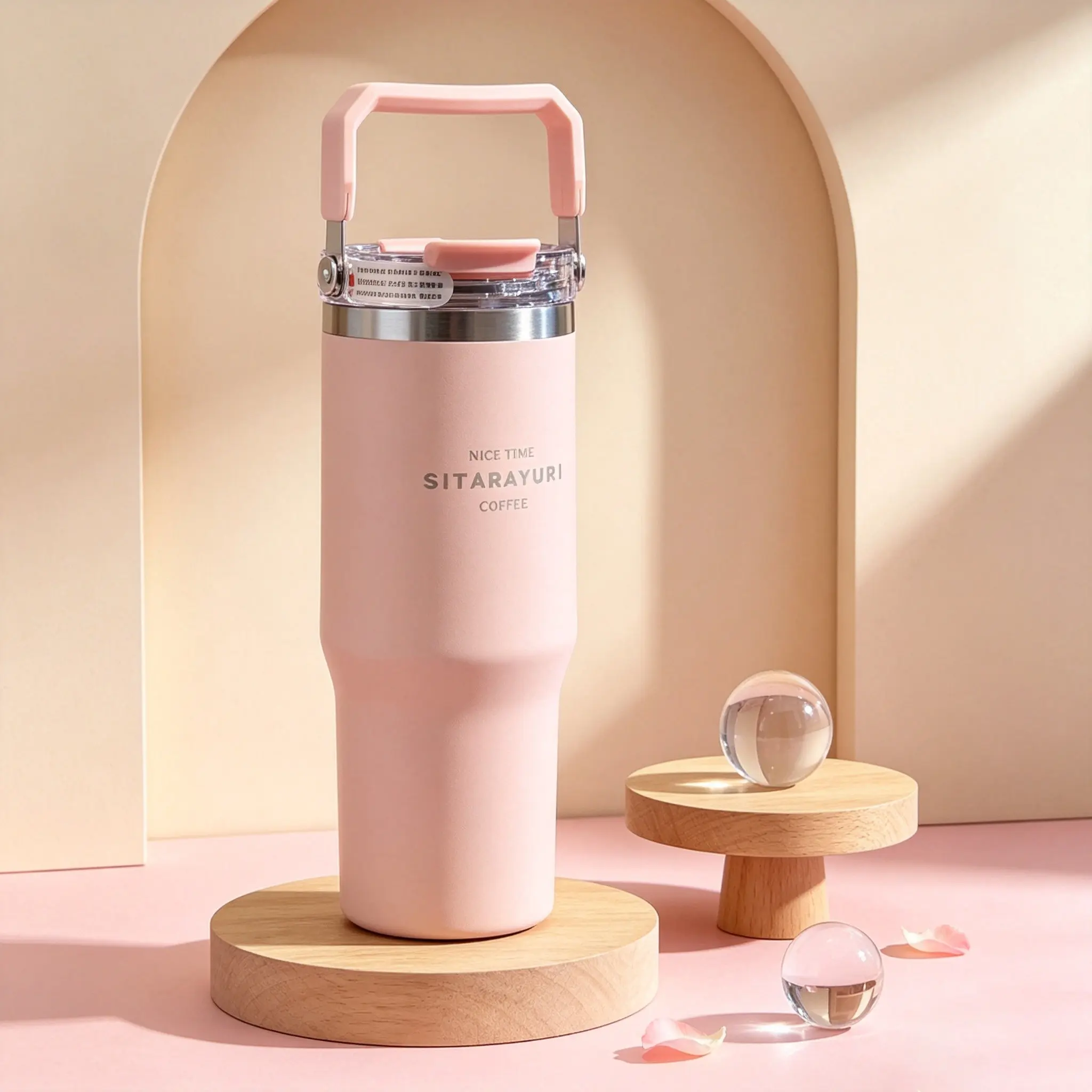 Style Large Capacity Insulated Cup, Simple Design with Soft, Handle & Straw Dual Use, 900ML, Long-Lasting Insulation