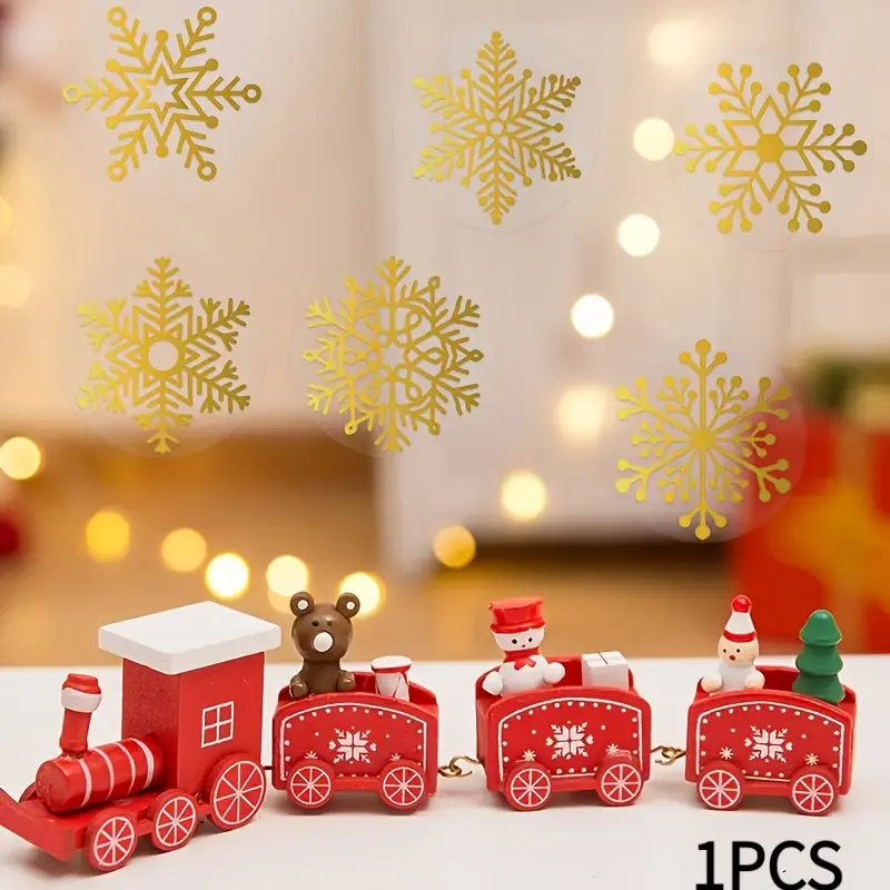 100 stickers/roll, gold shiny transparent Christmas snowflake sealing stickers, gift packaging seals, round non-adhesive decorative stickers