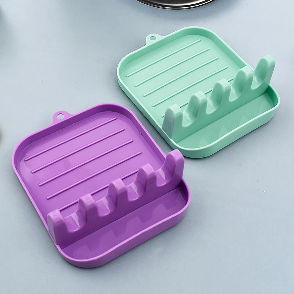 Kitchen Utensil Holder Rack, Easy Clean Pot Lid Organizer, Multi-Purpose Draining Spoon Rest, Space-Saving Design for Home Cooking Essentials