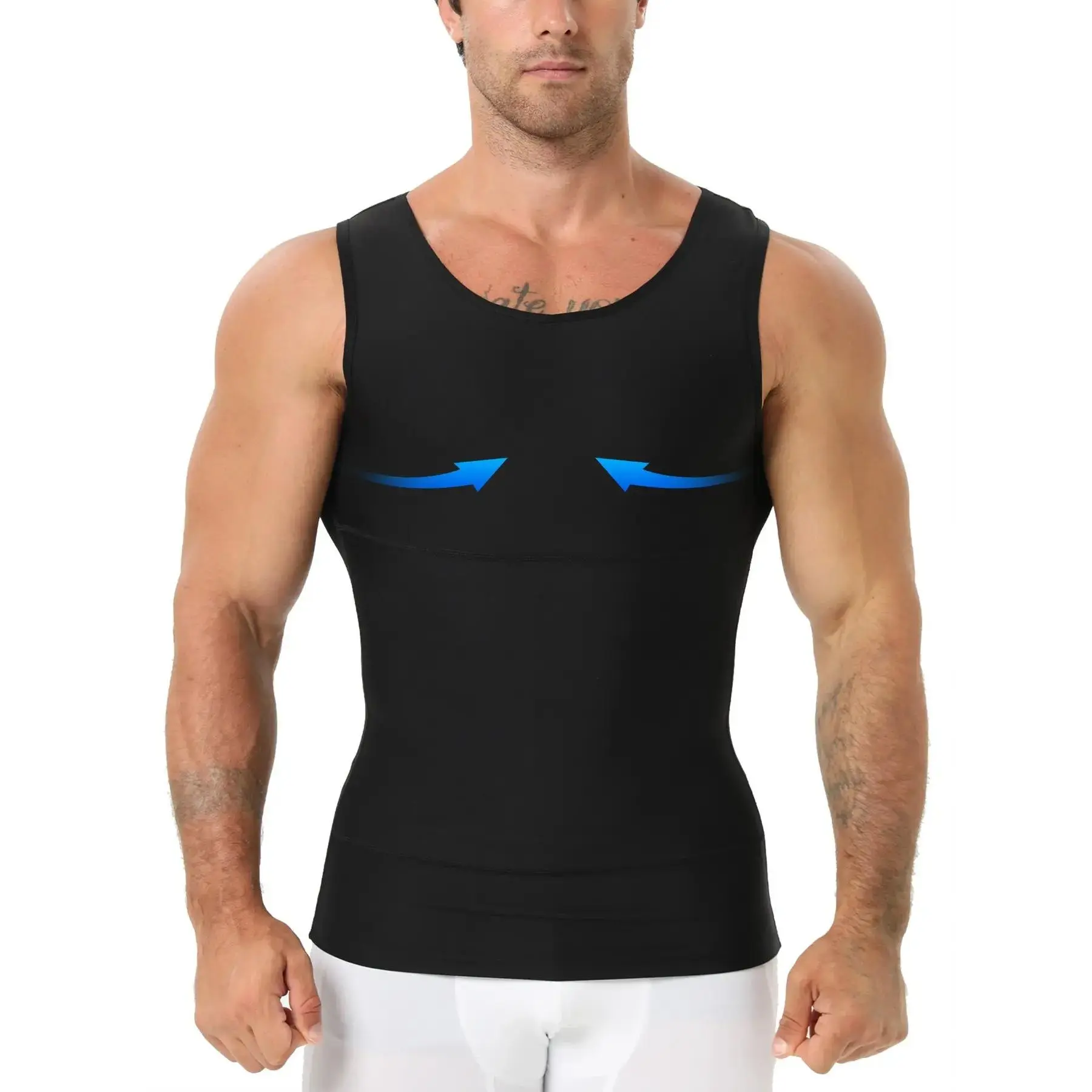 Men's Shapewear Vest, Stretchy Shapewear, Waist Abdomen Control Compression Underwear, Slim Fit Comfortable Breathable Top, Suitable for Daily Casual Fitness Wear, Gynecomastia Compression Undershirts