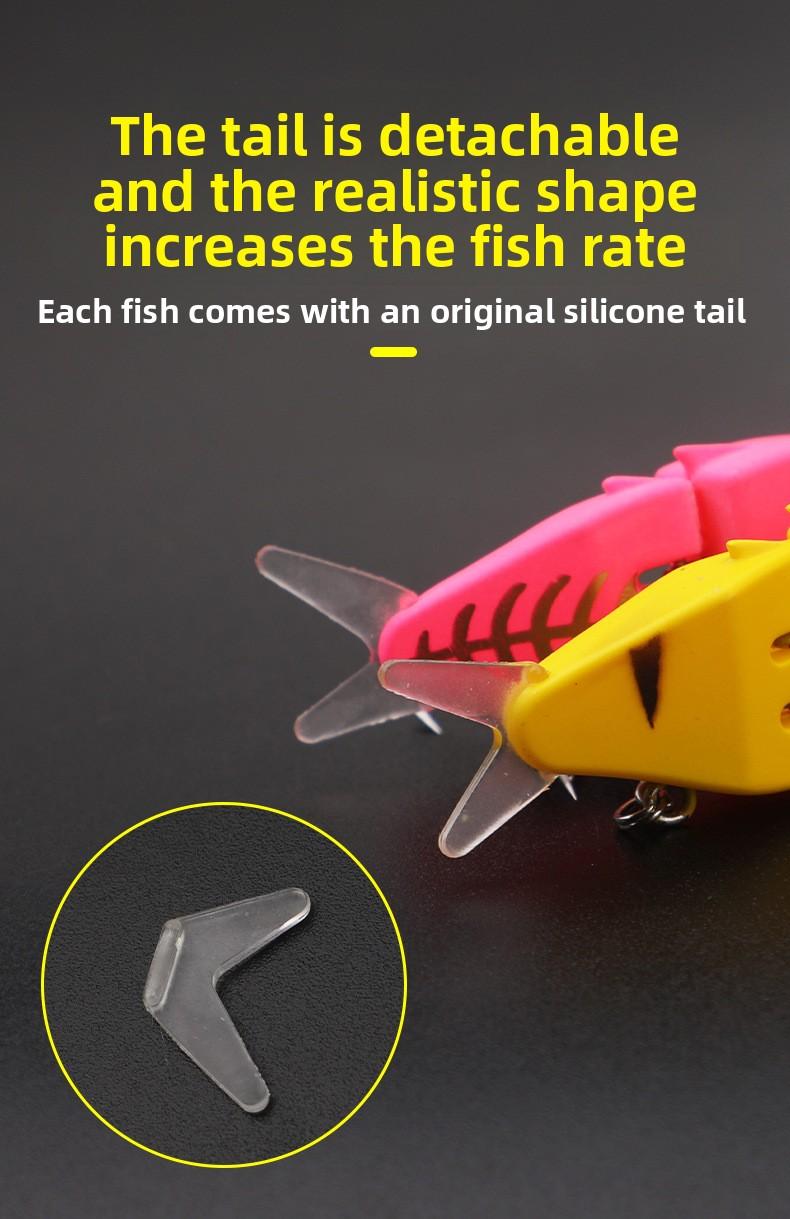 60mm Multi Jointed Fishing Lure Double Hooks Colorful Sinking Lure for Bass Trout