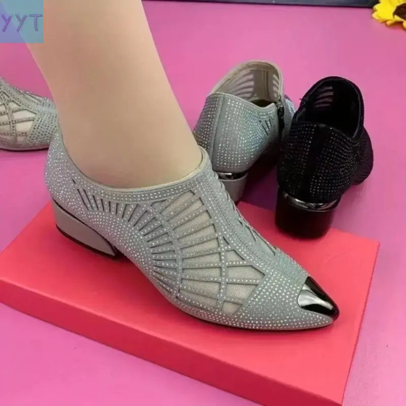 YYT1 Ladies' Breathable Deep- Mouth Single- Shoes,  New- Style Pointed- Toe Thick- Heeled Mother- Style Shoes, Comfortable and Versatile- Heeled Shoes Outdoor Activities, Women Shoes