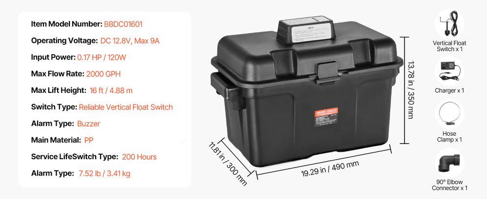 Spring new arrivals Basement Emergency Back-Up Sump Pump Backup Sump Pump System 2000GPH 0.17 HP