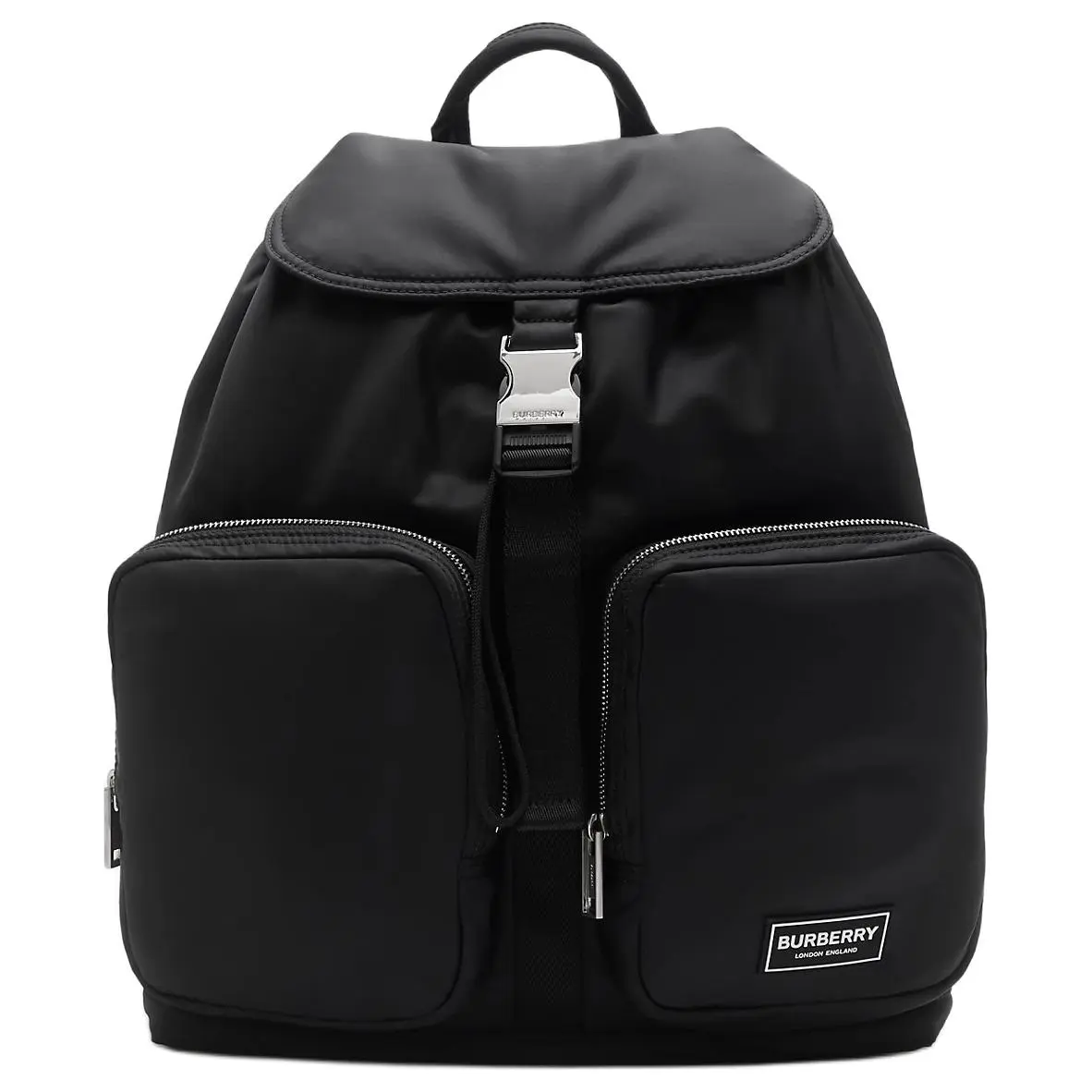 Burberry Nylon Backpack – Unisex Medium-Sized Logo Embroidered Bag in Black