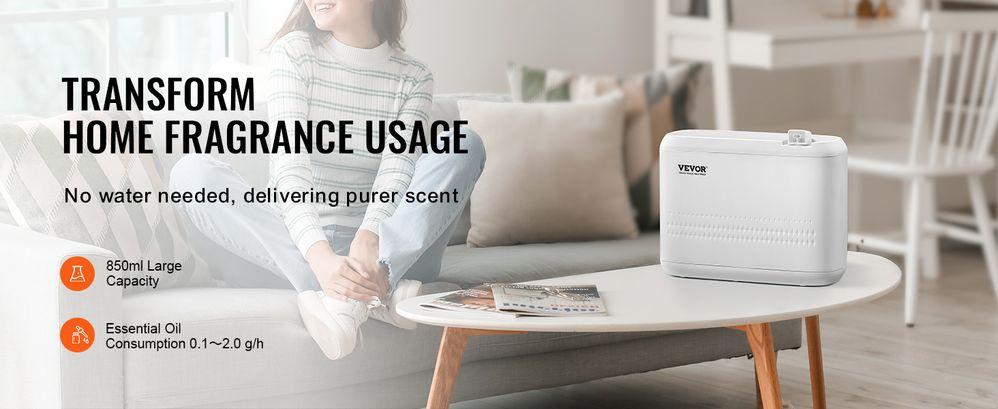 VEVOR Upgrade HVAC Scent Diffuser for Whole House, 850ML Scent Air Machine with Cold Air Technology, Waterless Essential Oil Diffuser, Cover Up to 5000 Sq.Ft for Large Room, Hotel, Spa, Office