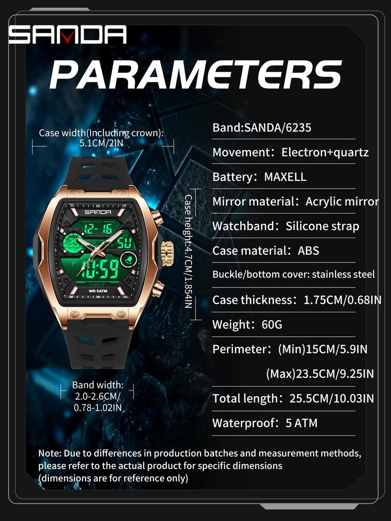 Men's Sportive Digital Watch, Fashionable Digital Watch with Digital Display, Trendy Multifunctional Watch for Daily Life, with Box