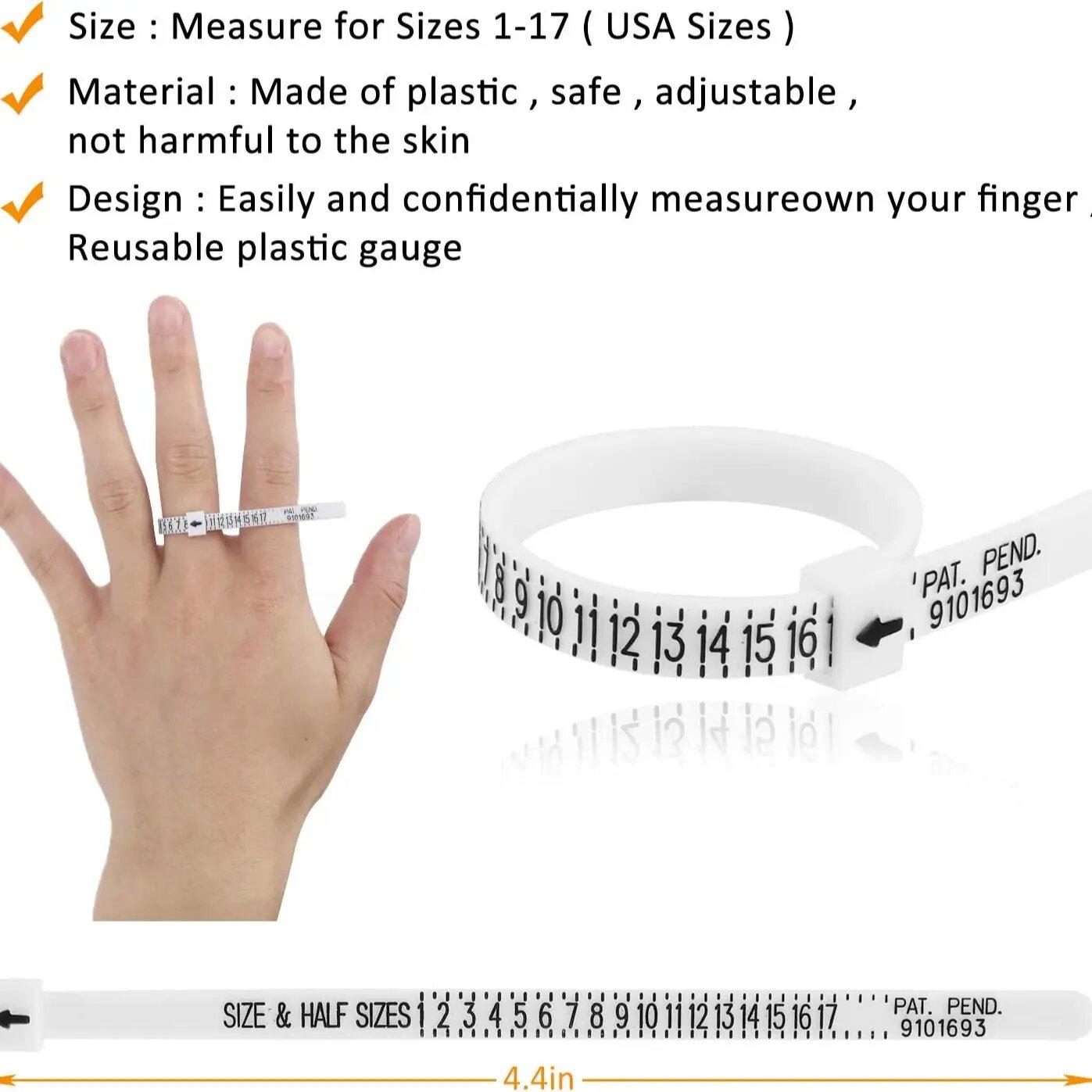 Ring Sizer Scale Measuring Gauge, Portable Finger Sizing Measure Tool, Reusable Ring Sizer Measuring Tools for Home & Jewelry Store, Gifts For Girl, Thin, White, Modern