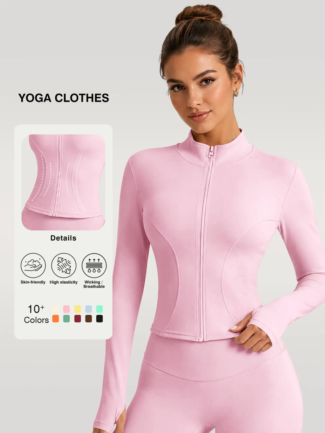 Women's Yoga Essential Jacket Slim Fit Long Sleeve Sportswear, High Stretch Quick Dry Fitness Running Zipper Training Top, Athletic Apparel for Women