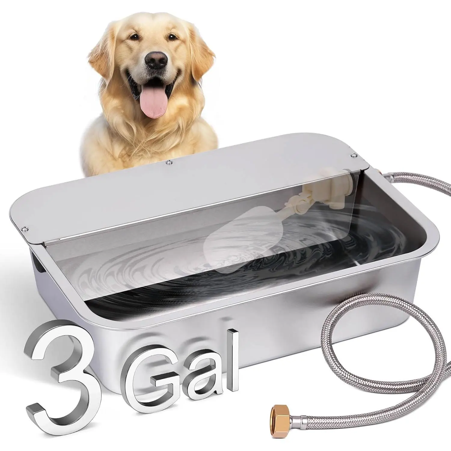 3 Gallon Automatic  Water Dispenser for Large Dogs Stainless Steel Bowl, Large Self Filling Auto Water Bowl Outdoor for Cats Livestock Chicken