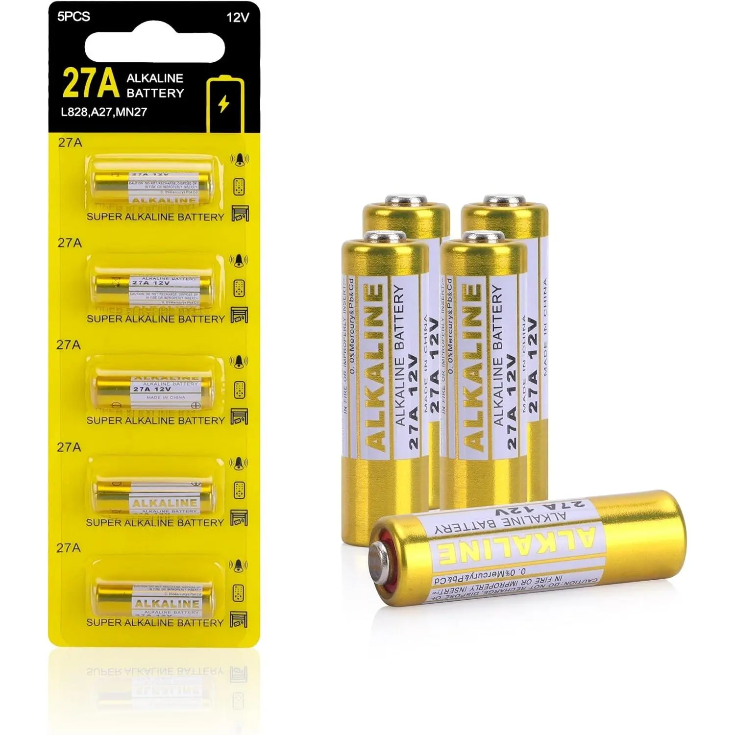 12V A27 27A 5 Pack Long Lasting 12 Volt A27 Batteries for Remote