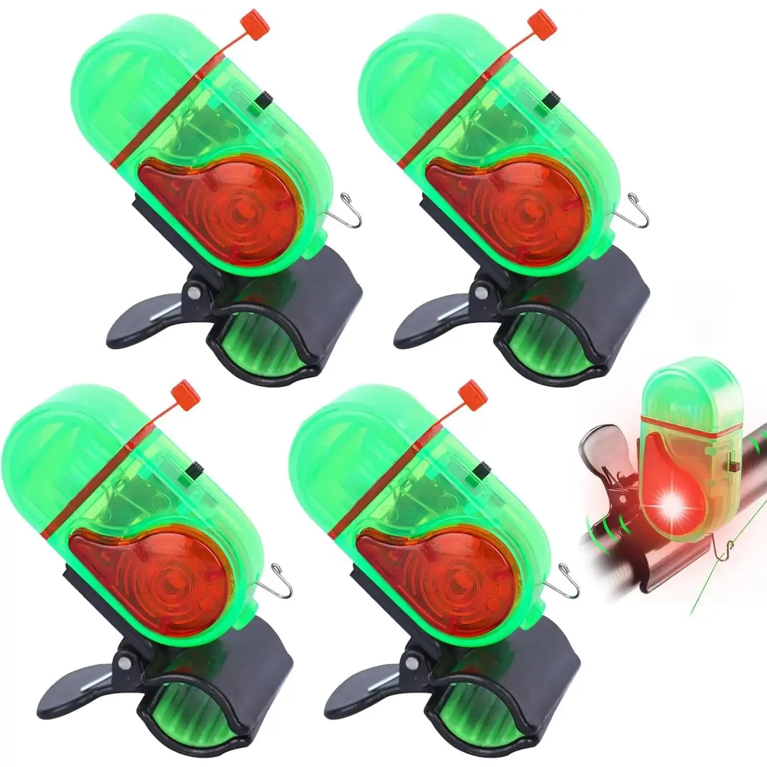 2 Fishing Bite Alarm with Light, 2025 New Sensitive Smart Electronic Fishing Bells for Rods, Fish Bite Alarm Sound Alert Bell, Electronic Fishing Alarms Bite Alarms for Fishing