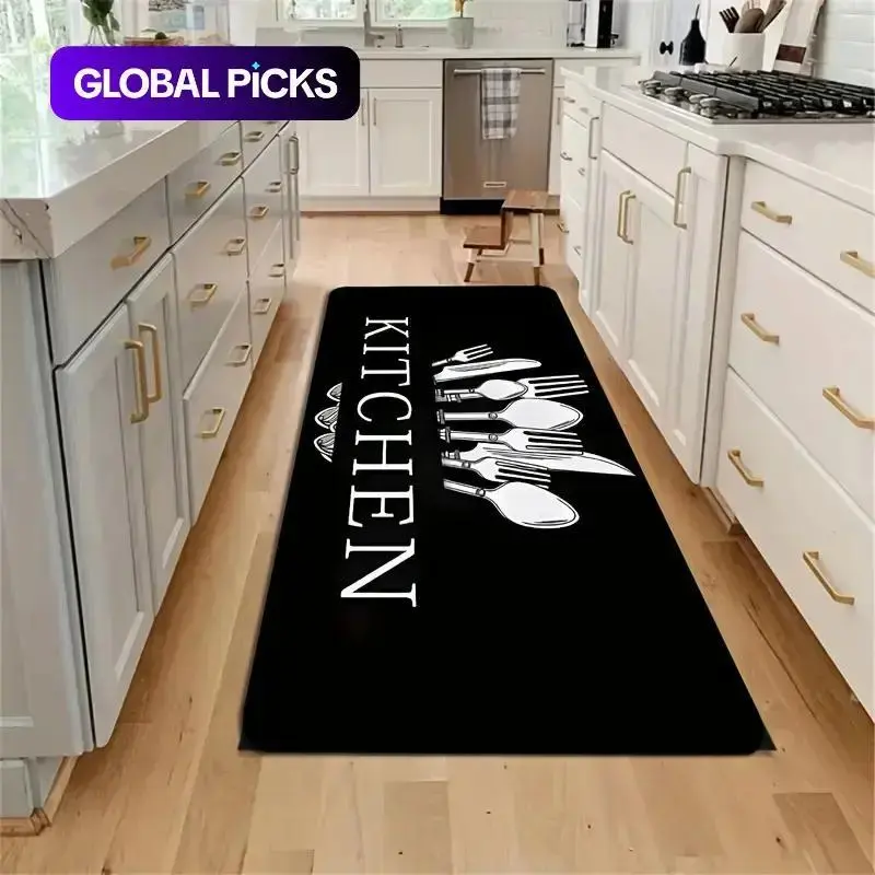 Kitchen Floor Mat, 1 Count Non-Slip Waterproof Farmhouse Kitchen Rug, Kitchen Runner Rug, Indoor Floor Rug, Decorative Rug, Laundry Room & Bathroom Floor Mat for Home, Dormitory & Kitchen Decor, Waterproof Area Rugs #GLOBAL PICKS