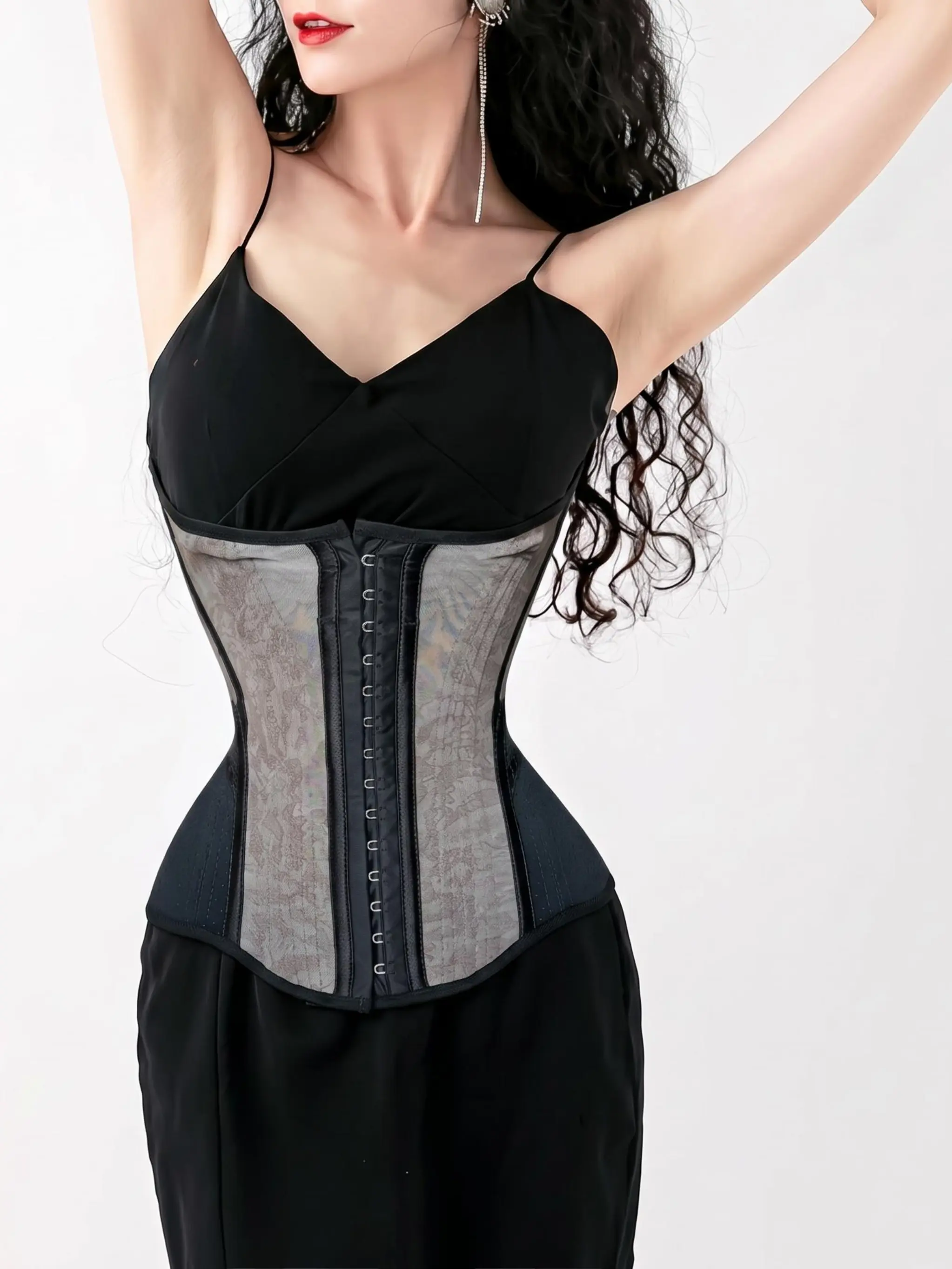 Sziqi 14 Buckle Ice Cream Qilin Chocolate Strong Shaping Invisible Tummy Control Adjustable Latex Underbust Girdle Shapewear Fashion Sports Waist Support Belt