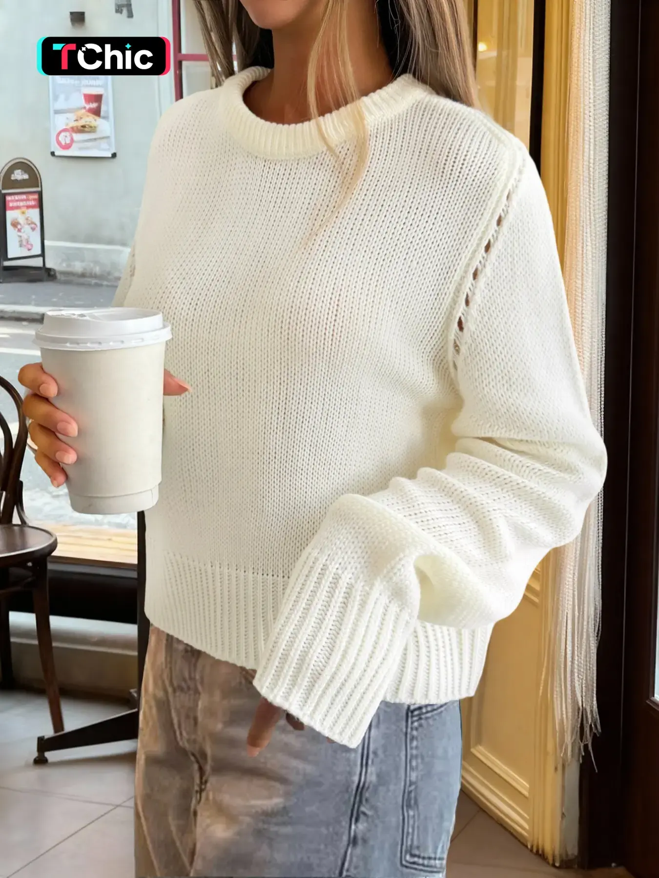 New Fall Winter Soft Cozy Knit Sweater for Women, Simple Solid Color Round Neck Loose Short Sleeve Pullover, Daily Commute Casual Slim Fit