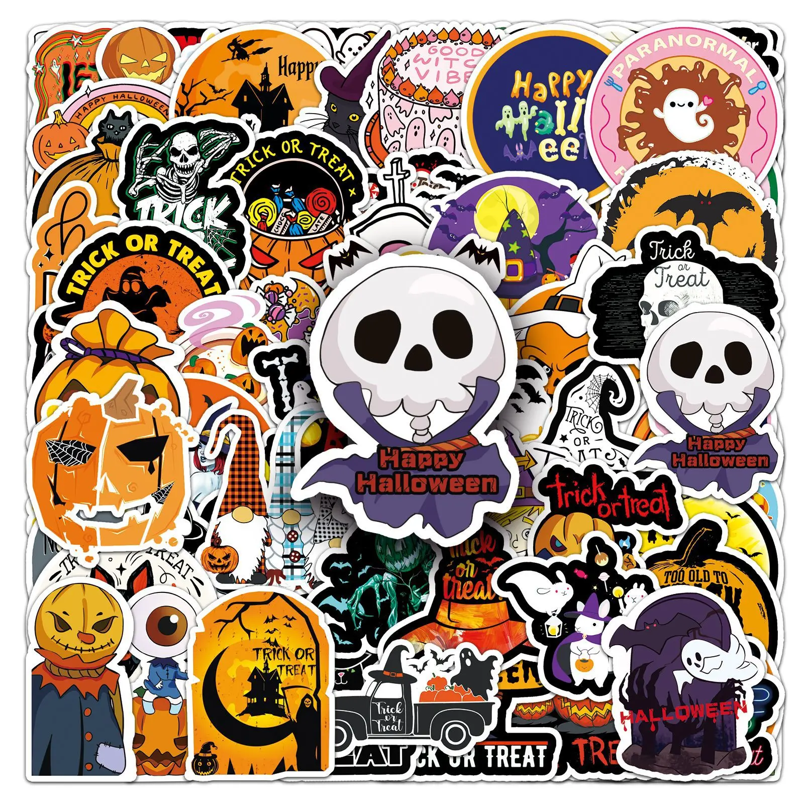 100pcs Halloween Sticker Set, Suitable for Scrapbooks, Diaries, Laptops, Water Bottles, Cars, and Other Faith-based Designs; Gifts with Positive Messages.