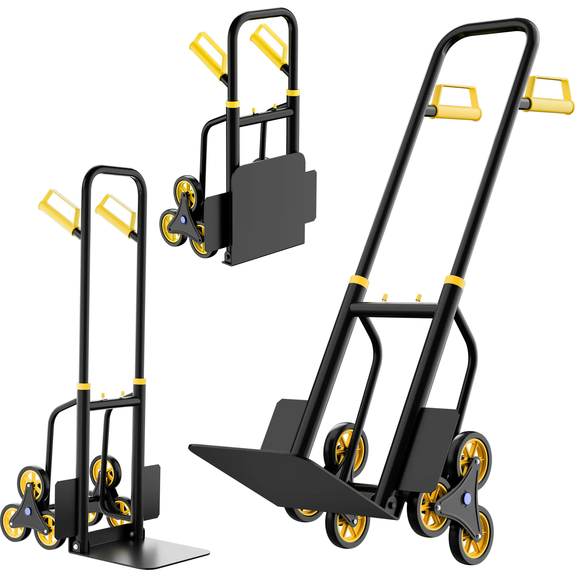 Heavy-Duty Stair Climbing Hand Truck Dolly with Telescoping Pull Handle & 6 Climbing Wheels, Holds Up to 440 LBS, Multi-Purpose Portable Stair Cart for Home Daily Use, Grocery Shopping, House Moving & Warehouse Cargo Transport