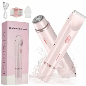 Bikini Trimmer for Women, Electric Shaver and Razor Rechargeable 2-in-1 Body and Facial Epilator, IPX7 Waterproof