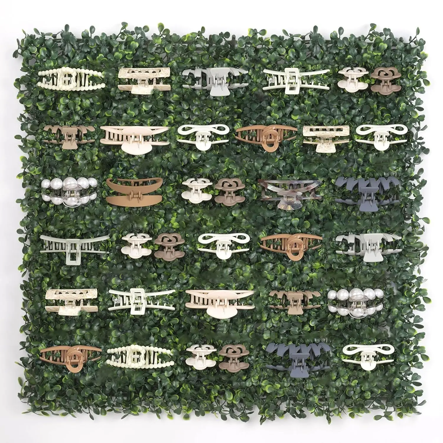 Green Grass Claw Clip Organizer Holder, 20x20 inch Hair Clip Stand for Women and Girls, Wall Decor Display
