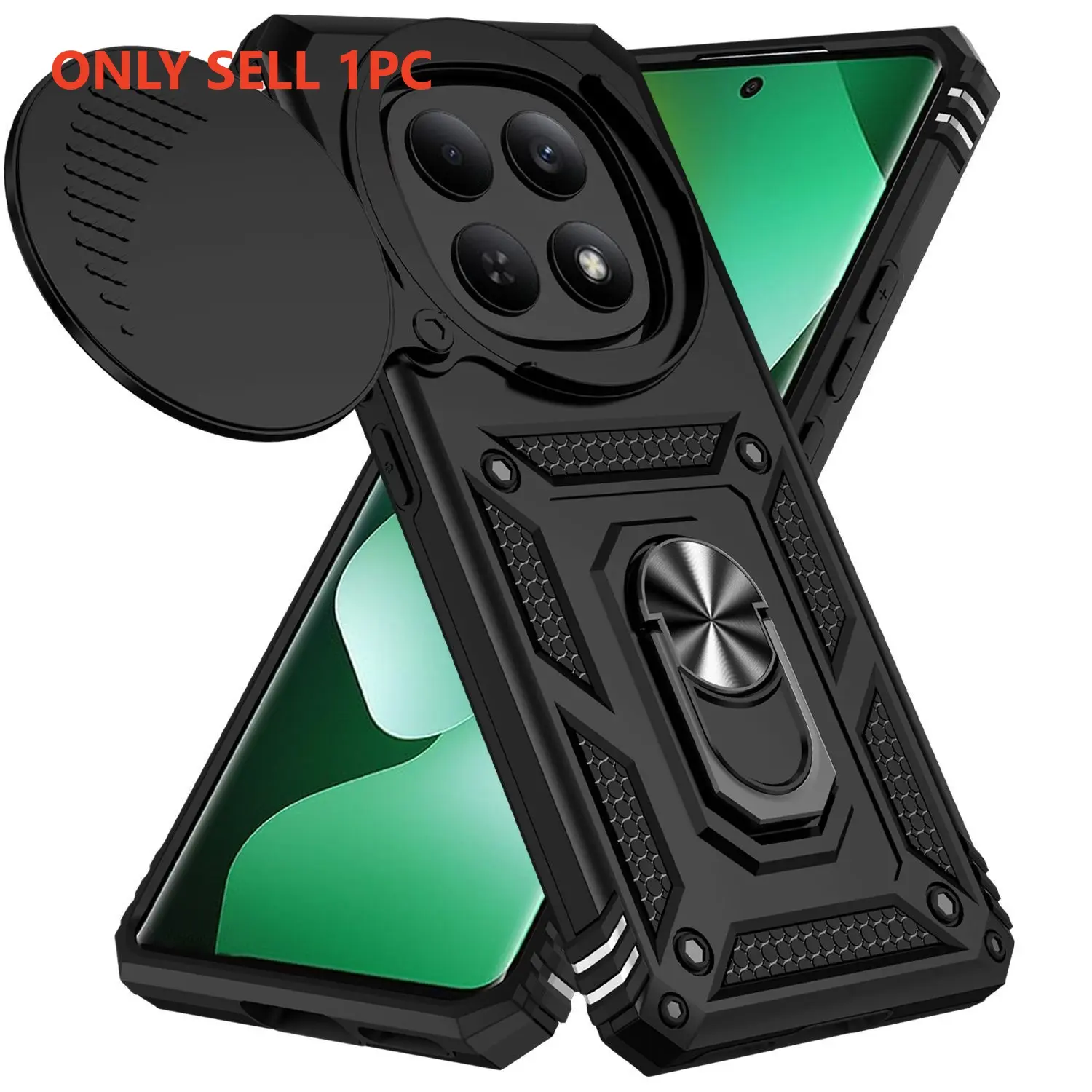 Compatible with Redmi Note 13 14 15 4G 5G 13 14 15 Pro Pro+ 4G 5G Redmi 14C 4G 5G Xiaomi 15T 14T Pro  Mecha-Style Contrast Color Matte Magnetic Case with Kickstand