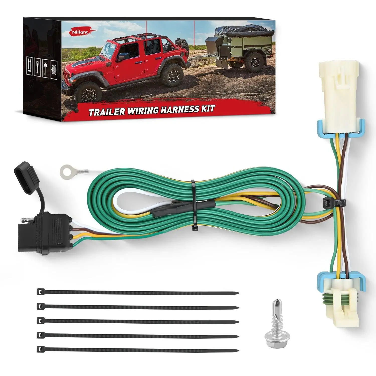 Nilight 4 Pin Trailer Wiring Harness 55359 Vehicle Side Custom for 1998 1999 2000 2001 2002 2003 2004 Chevrolet S10 GMC Sonoma Isuzu Hombre Trailer Light Harness Tow Hitch Wiring, Copper, 1998-2004 Gmc Sonoma