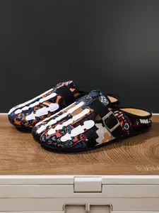 2026 New Cool Bone Pattern Slip-On Sandals, Vintage Ethnic Style, Men's Streetwear Casual Flip Flops, Spring & Fall Fashion