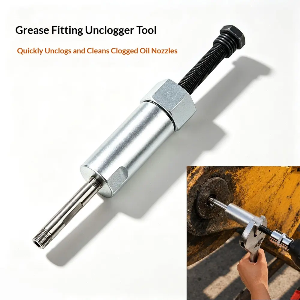 Grease Fitting Unclogger Tool, Grease Zerk Cleaner for Clogged Grease Fittings, Heavy Duty Grease Nozzle Unblocker, Grease Gun Accessory for Excavator, Tractor, Agricultural & Construction Equipment Maintenance, Quickly Unclogs